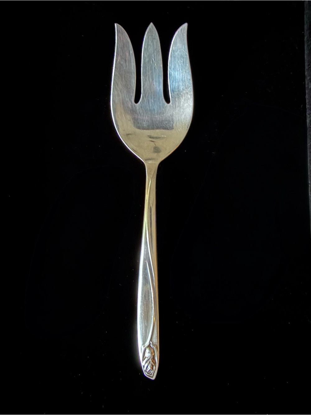 1960s International Deep Silver Anniversary Rose Serving Fork
